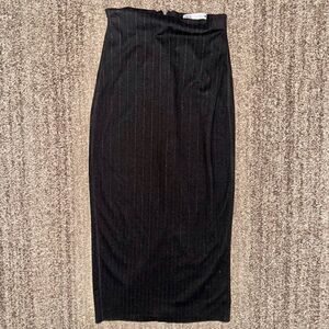 ZARA Women's Striped Maxi Skirt - Dark Grey - Size Medium